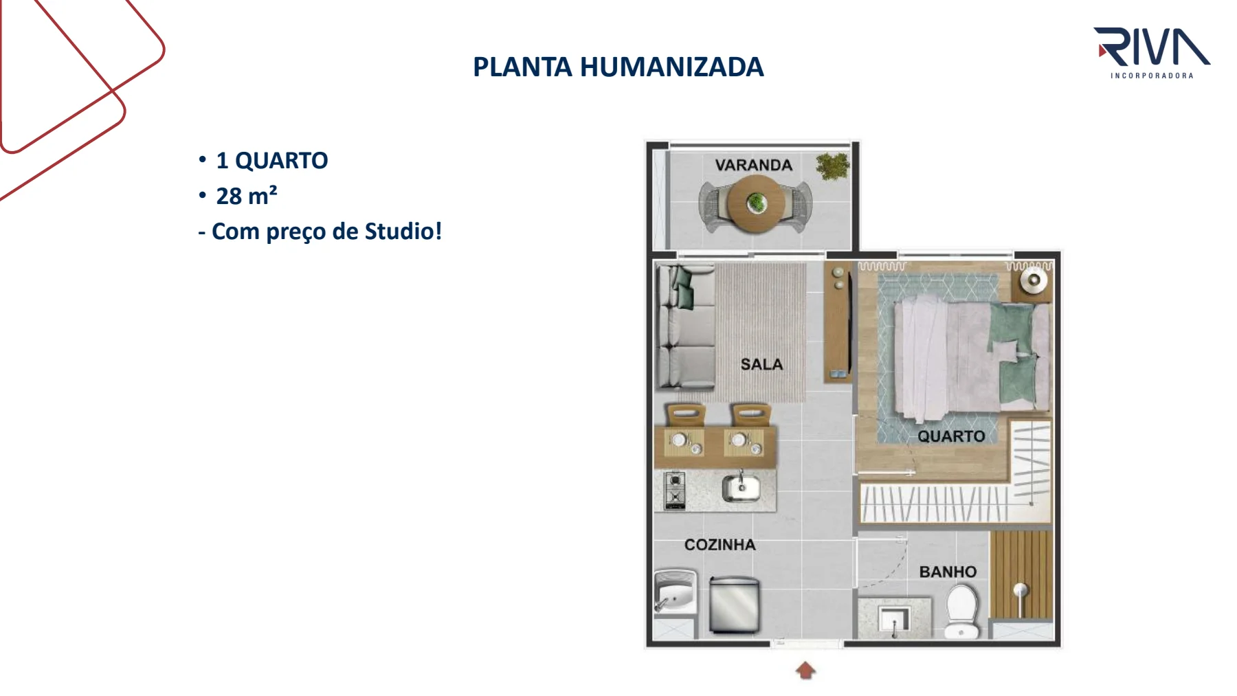 Prancha original: 1 quarto · 28 m²